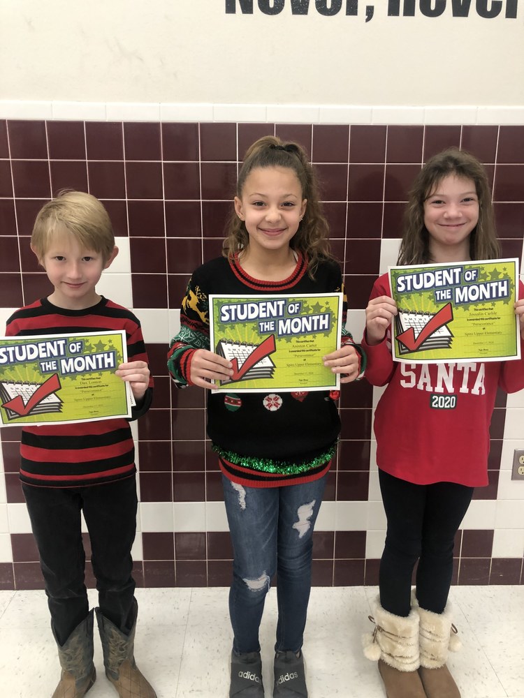 SPIRO UPPER ELEMENTARY DECEMBER STUDENTS OF THE MONTH