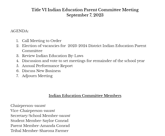 meeting agenda
