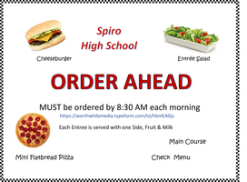 SHS TEST RUN OF LUNCH MENU