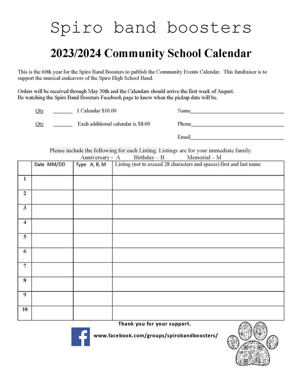 Spiro Band Community Event Calendar Spiro Public Schools